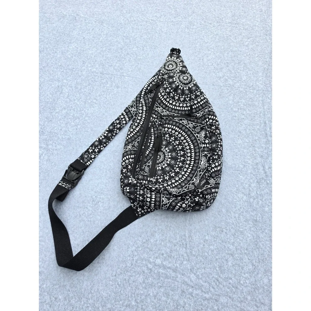 Vera Bradley Black Bandana Medallion Large Sling‎ Backpack